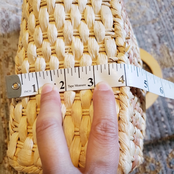 Cornhusk floral bag, wood handles, lined - Picture 14 of 16